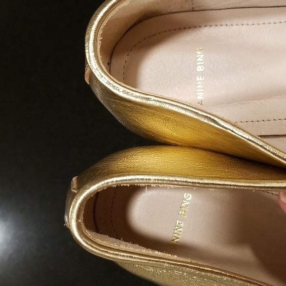 💕ANINE BING💕 Ballerinas ~ Leather Ballerina Flats Gold 39 NWOT - Picture 13 of 15